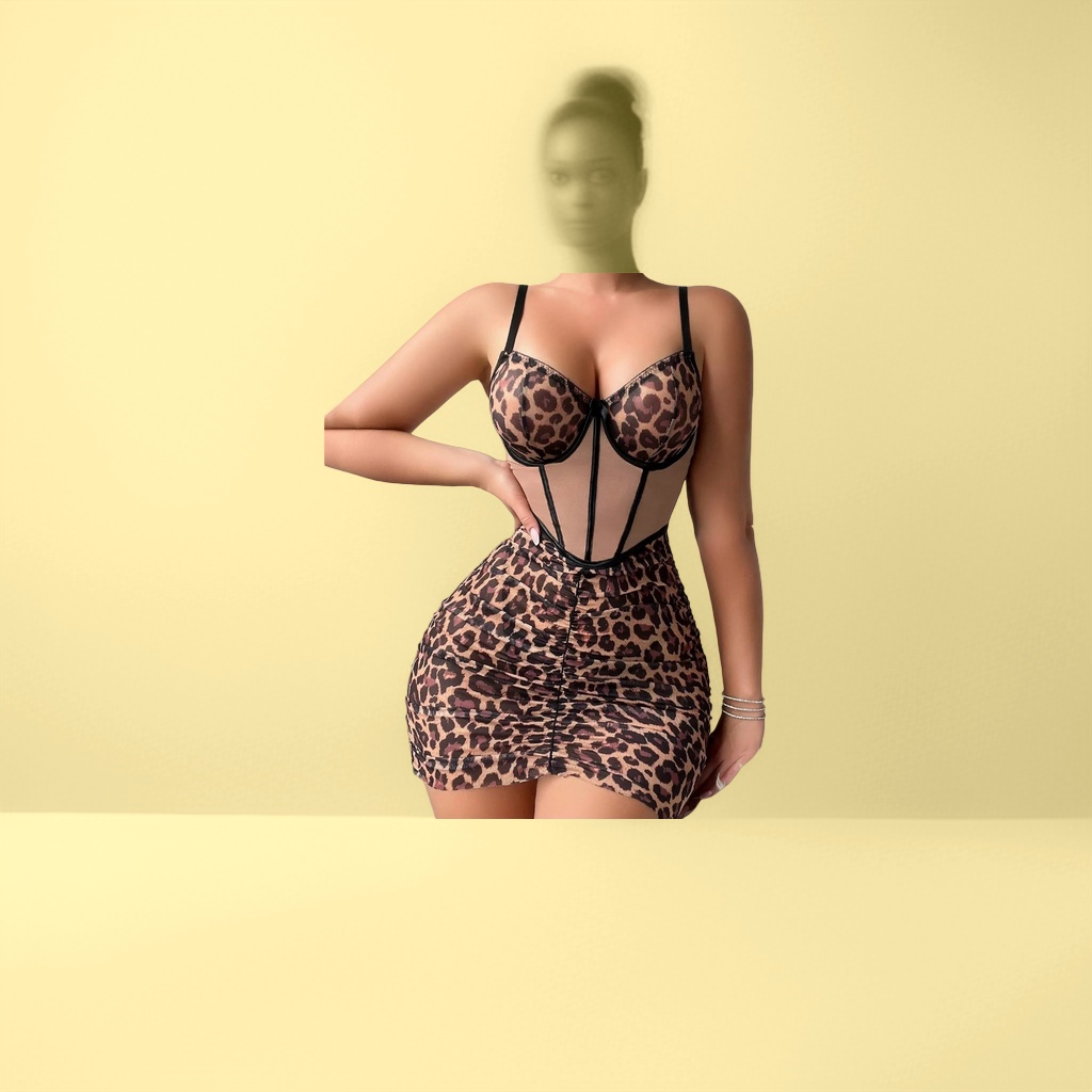豹纹时尚连体衣情趣睡衣女修身显瘦