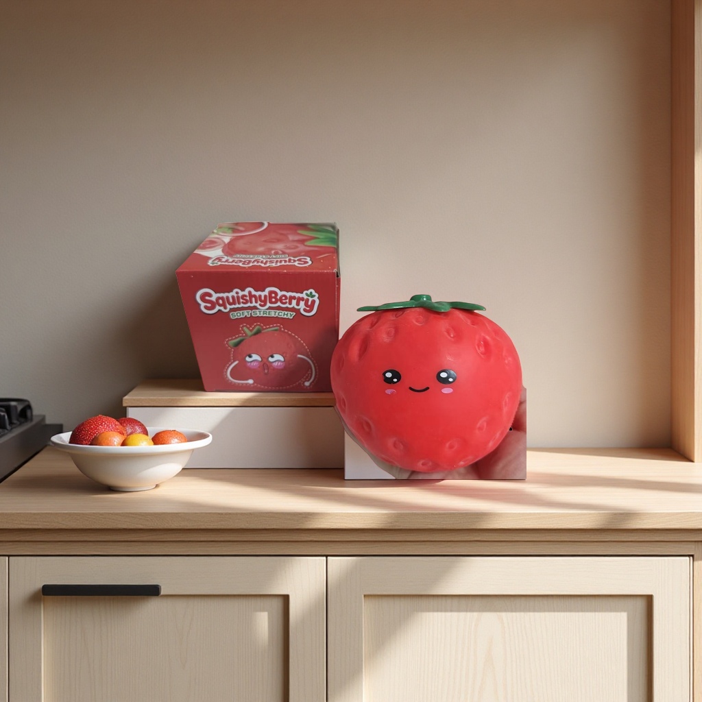 Red strawberry-shaped stress-relieving toy silicone, a creative and fun little item for relaxation and stress relief Application Scenario