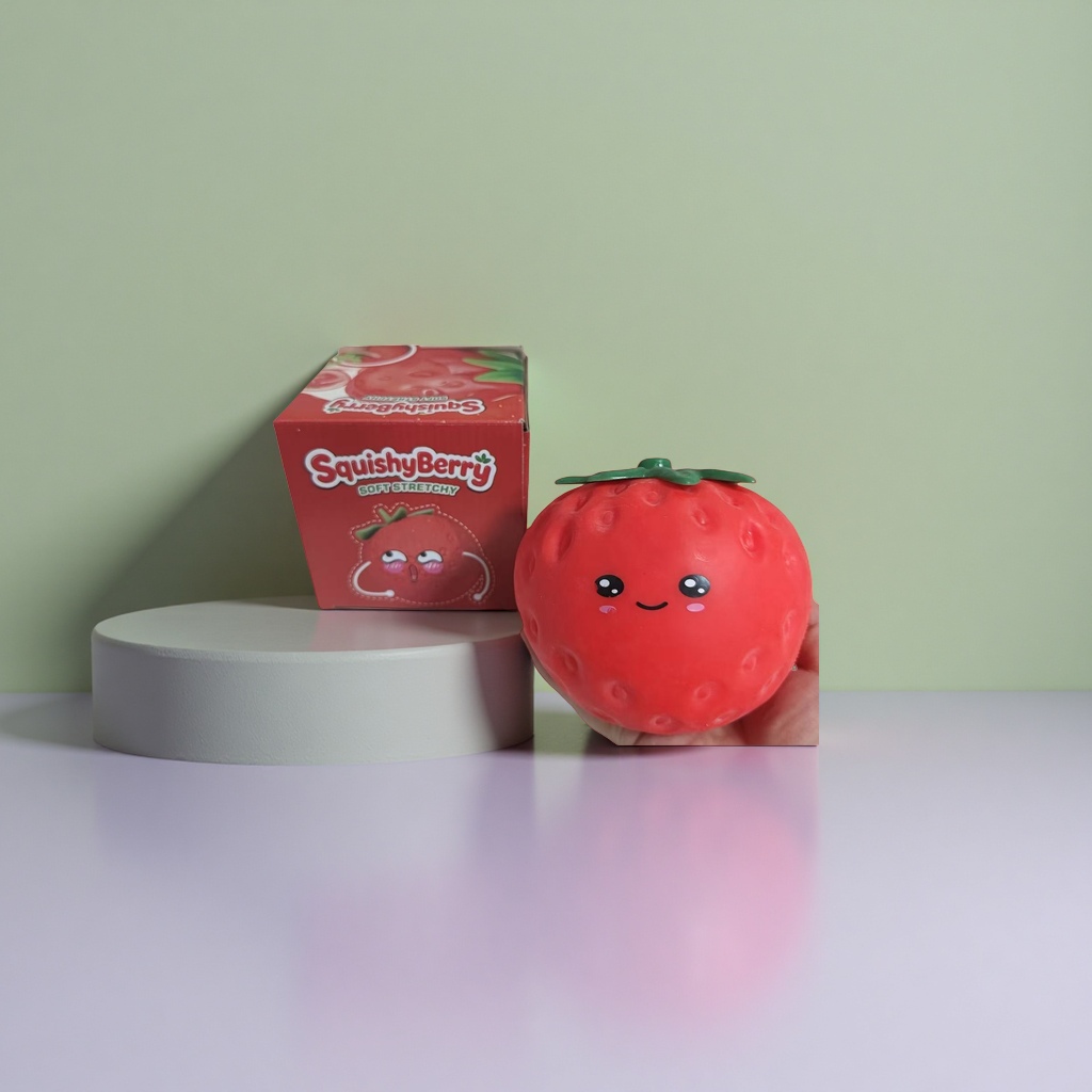 Red strawberry-shaped stress-relieving toy silicone, a creative and fun little item for relaxation and stress relief details Picture