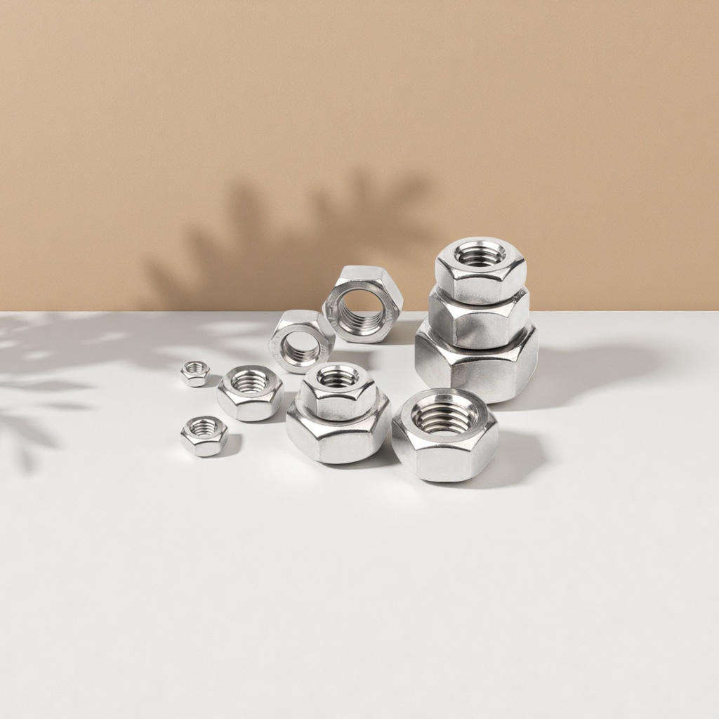 Silver hexagon nuts, stainless steel M6 M8 M10 hexagon socket bolts and matching fasteners