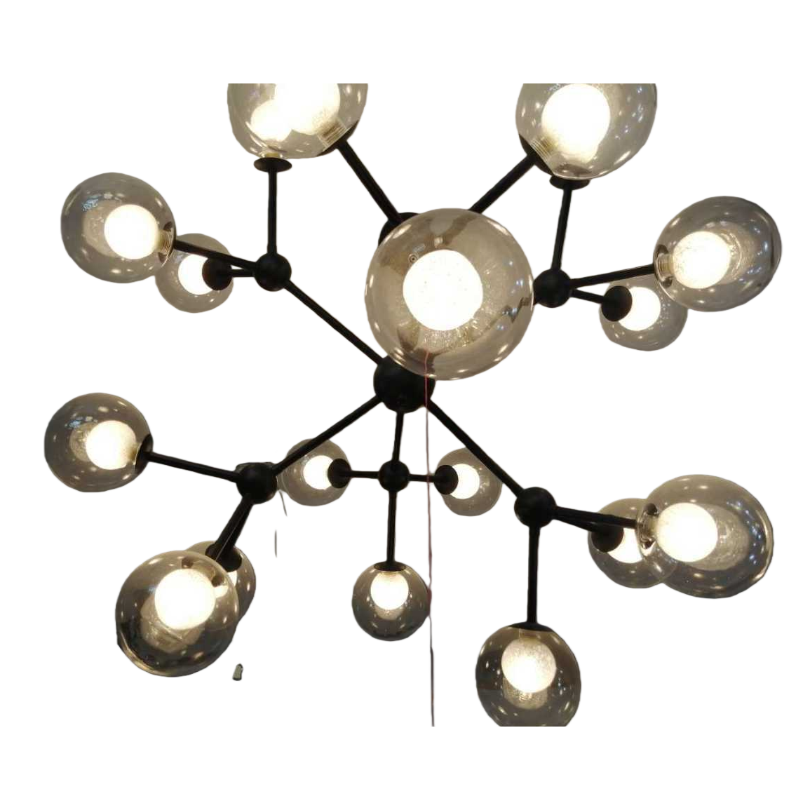 Black metal frame glass sphere pendant lamp, modern and simple living room and bedroom lighting Item Picture