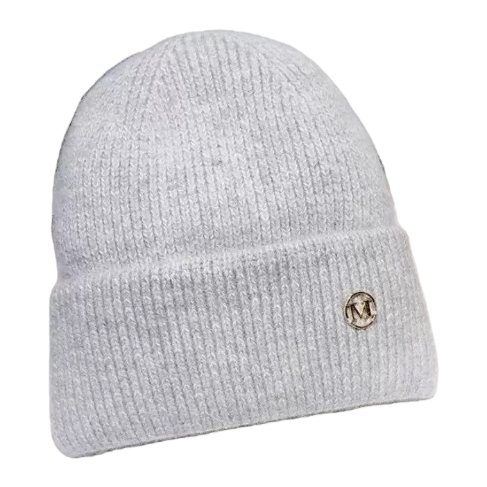 浅灰色毛线帽白底实物图