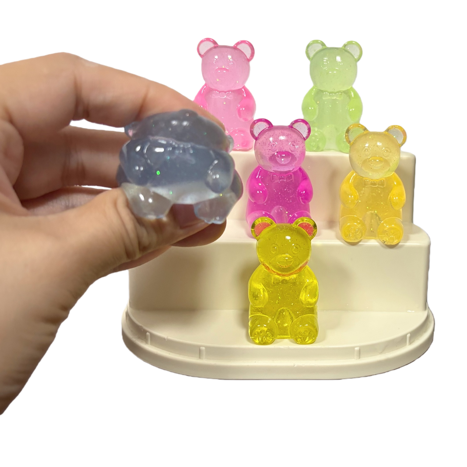 Cute colorful bear figurines for home decoration, creative resin handicrafts for the living room desk and tabletop Item Picture