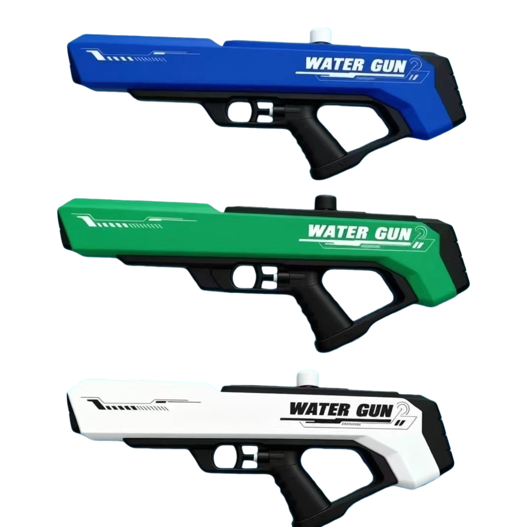 Blue, green and white three-color water guns are children's summer water toys Item Picture