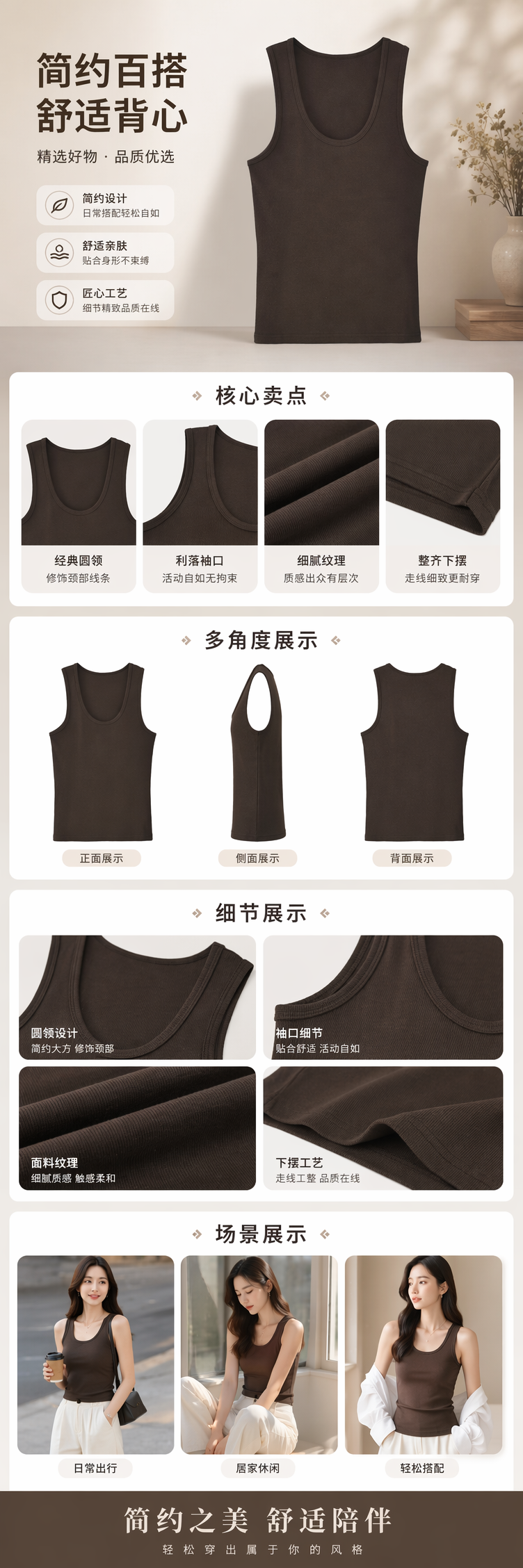 吊带背心女夏外穿多巴胺内搭简约舒适无袖挂脖吊带背心100154739 pic 1