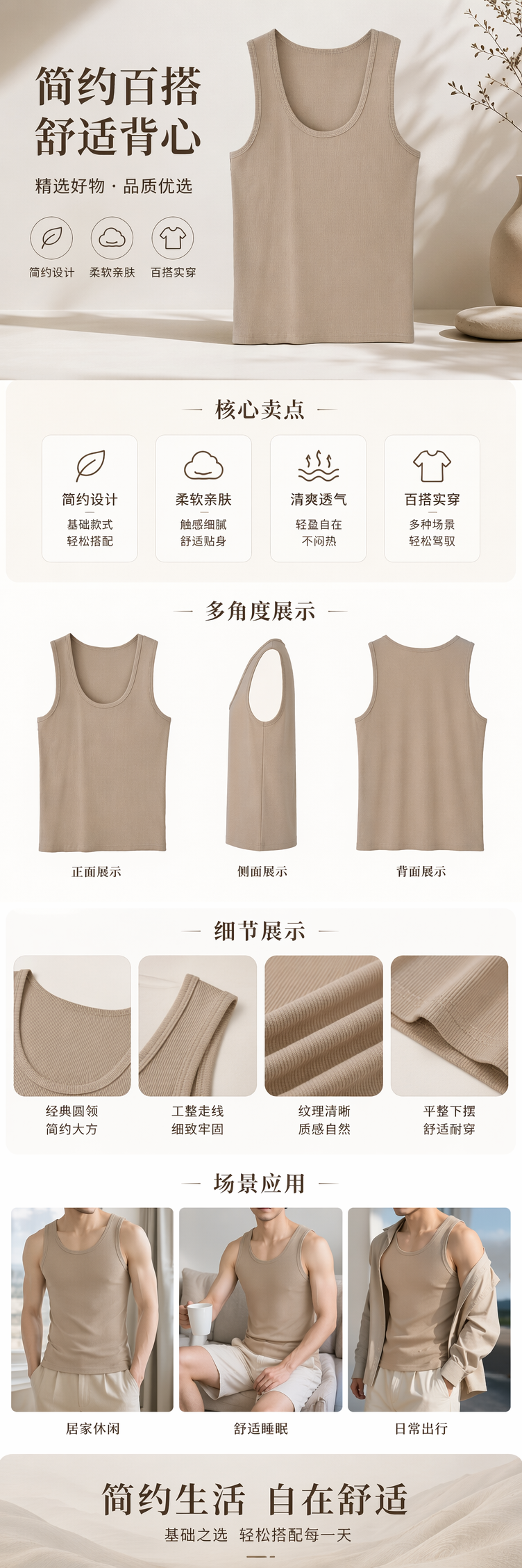 吊带背心女夏外穿多巴胺内搭简约舒适无袖挂脖吊带背心100022913 pic 1