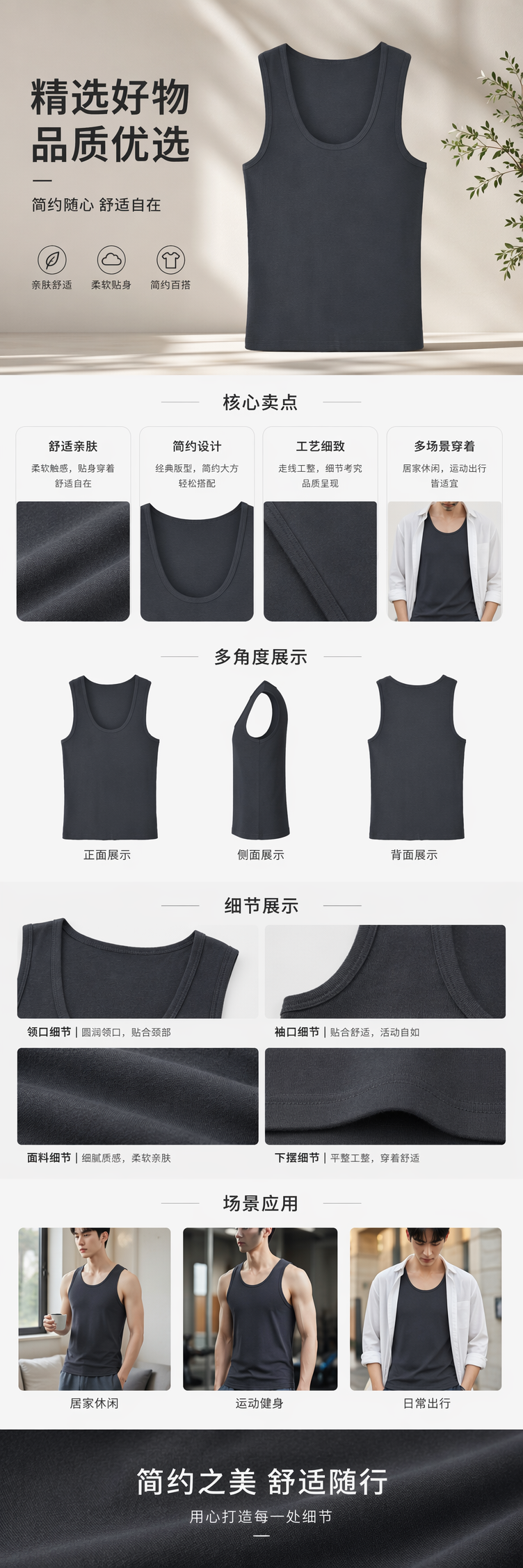 吊带背心女夏外穿多巴胺内搭简约舒适无袖挂脖吊带背心100104271 pic 1