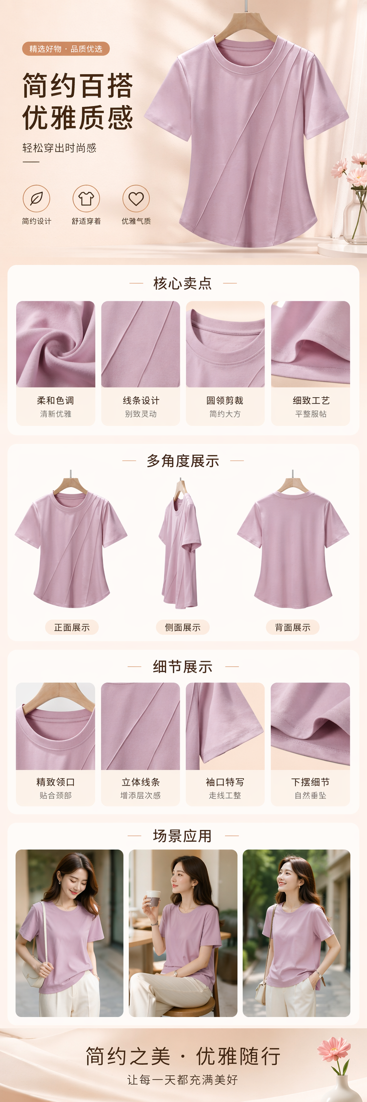 丝光棉短袖t恤女凉感正肩2026夏季新款休闲宽松打底衫093148587详情1