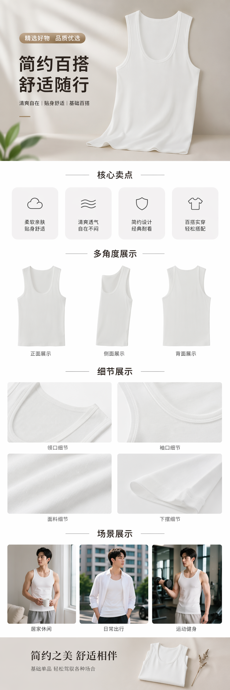 吊带背心女夏外穿多巴胺内搭简约舒适无袖挂脖吊带背心 pic 1