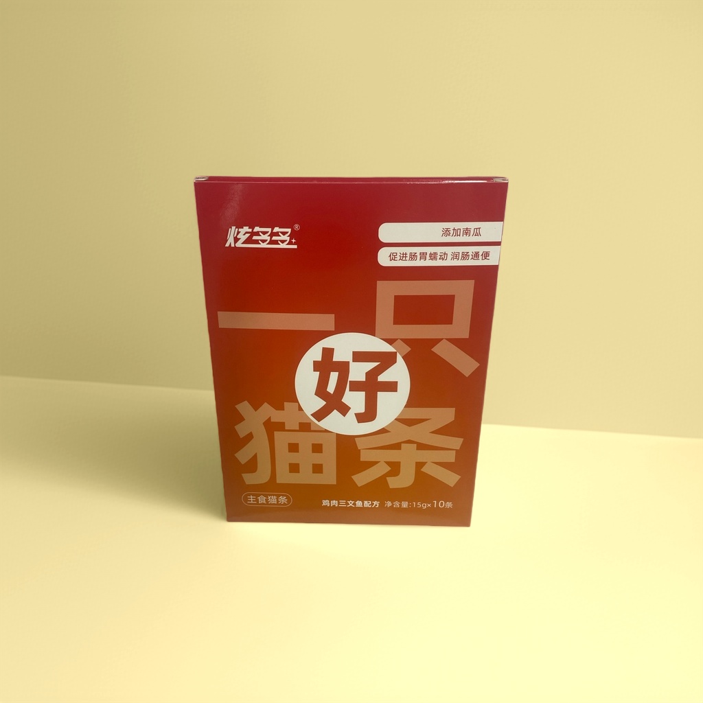 Red packaging box main food cat strips, high-protein grain-free chicken flavor cat snacks