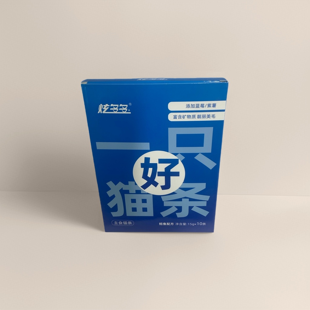 蓝色包装盒主食猫条 高蛋白湿粮猫咪零食营养补充