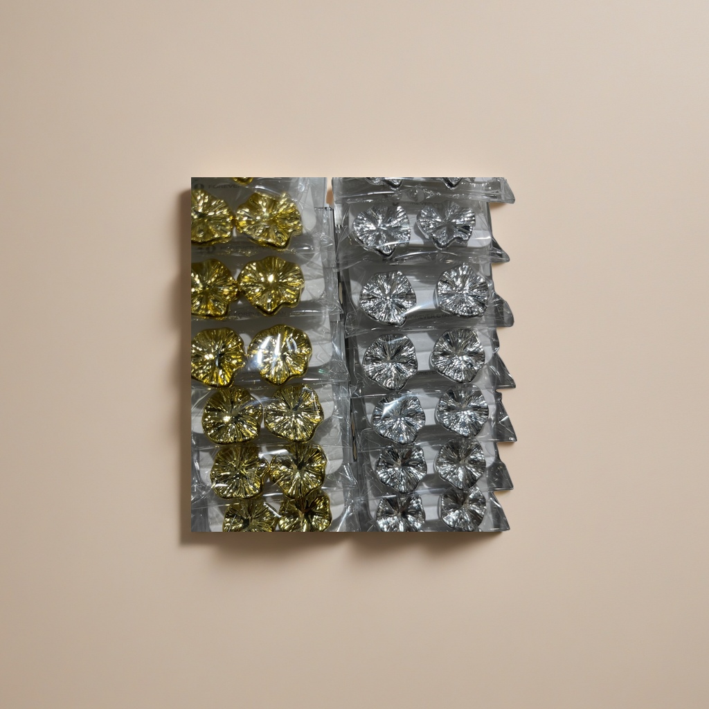 金色银色花瓣形耳钉 时尚简约几何耳饰