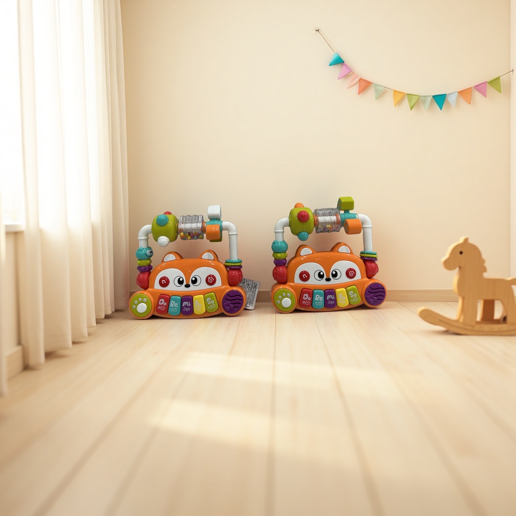 Orange fox-shaped toy piano, a children's educational music and early education sound toy