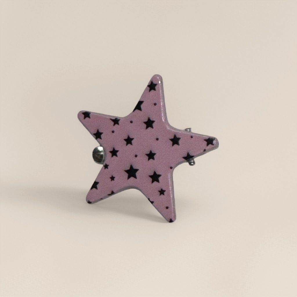 A pink star-shaped brooch is a fashionable and simple metal accessory for women's daily wear details Picture
