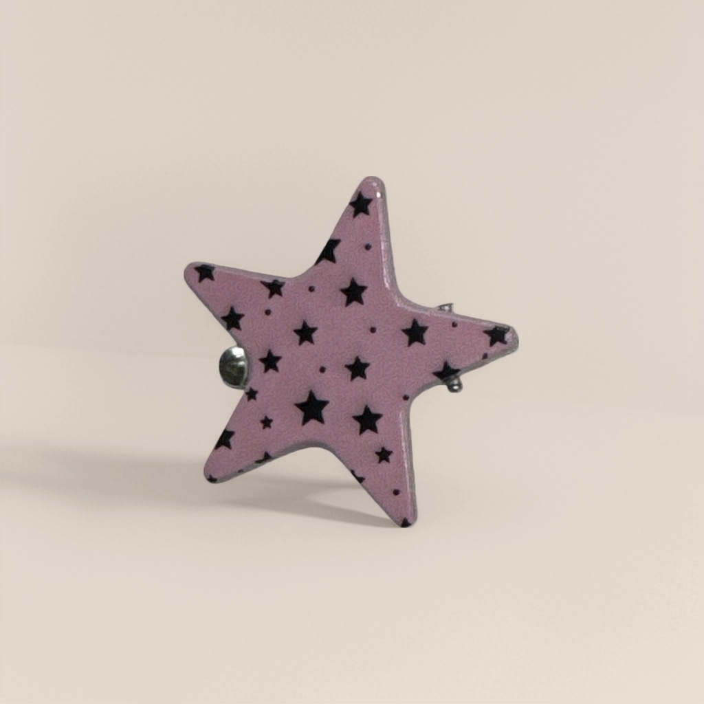A pink star-shaped brooch is a fashionable and simple metal accessory for women's daily wear Specification image