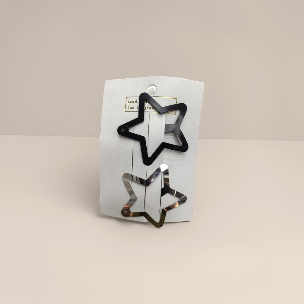 Black star hair clips, silver star hair clips, metallic texture, suitable for both girls and adults details Picture