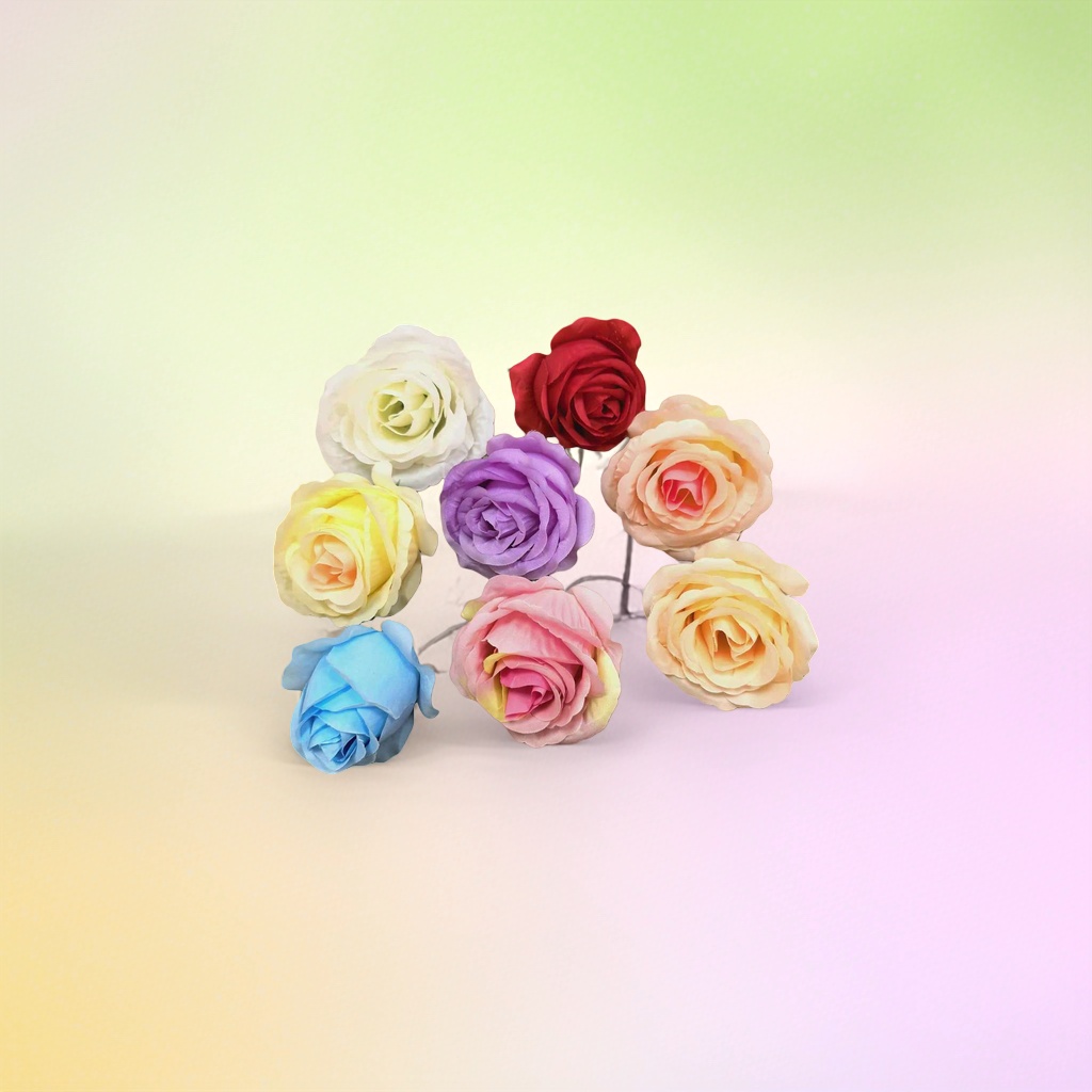 彩色人造玫瑰花仿真花束装饰摆件家居插花