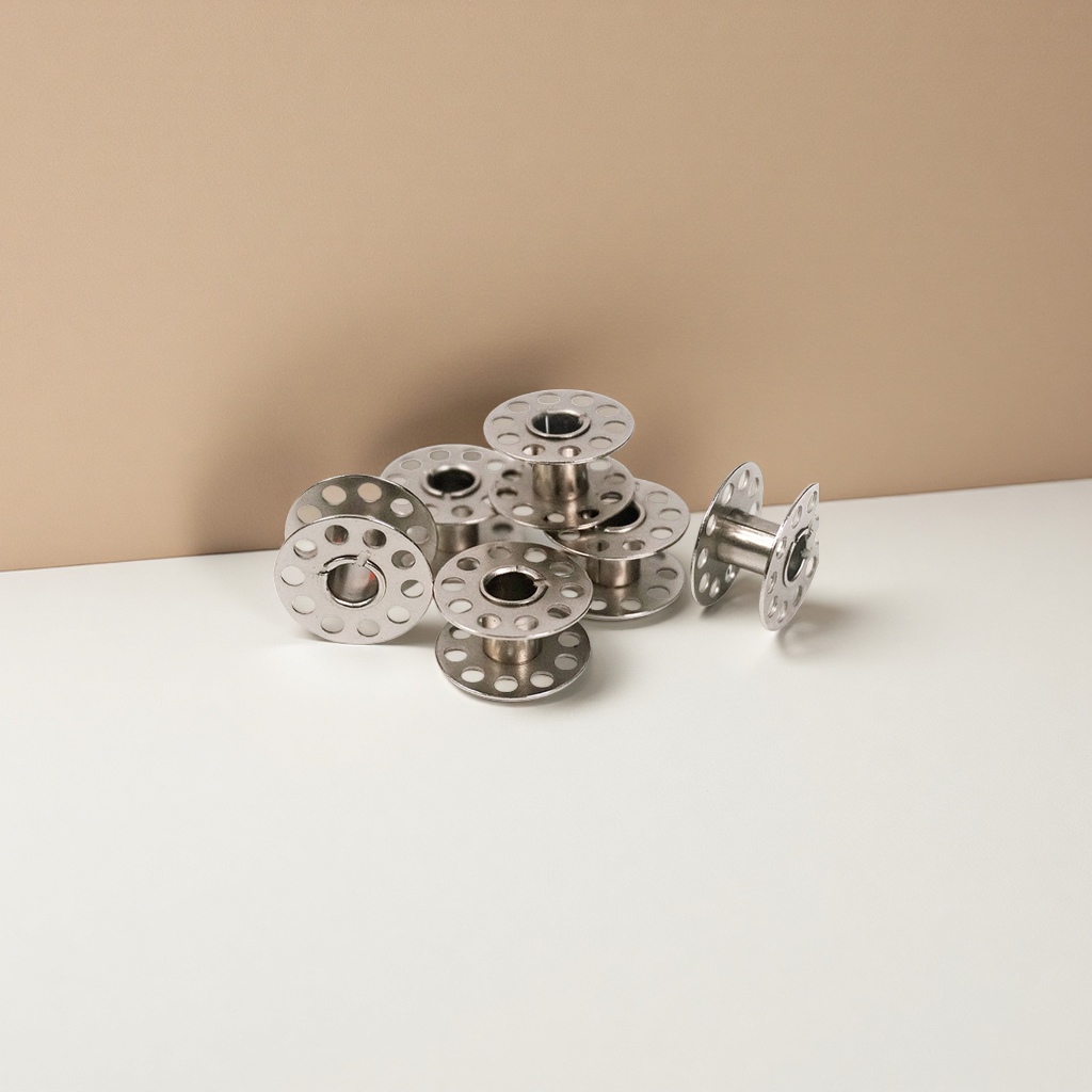 Silver metal spool winder, DIY woven sewing accessory