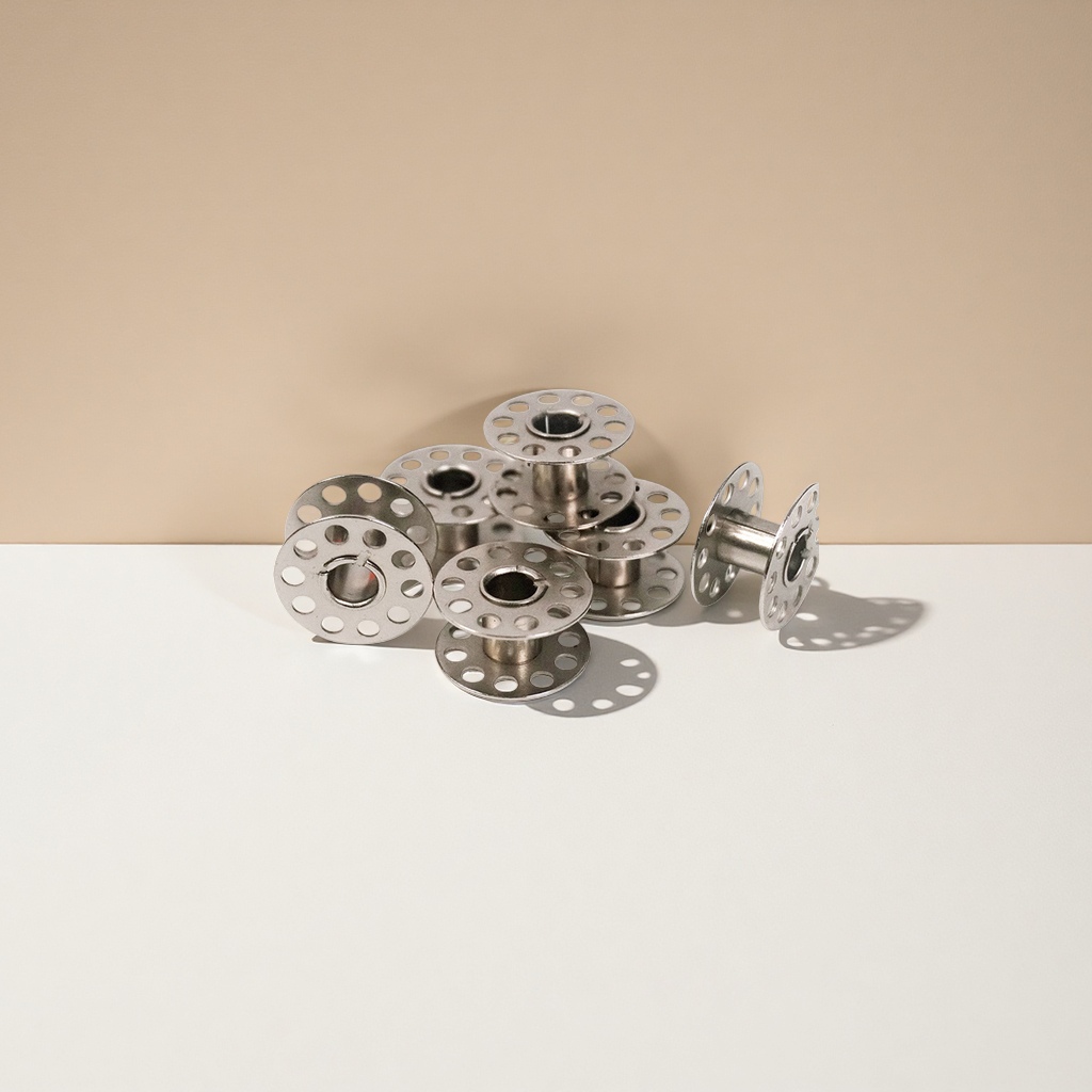 Silver metal spool winder, DIY woven sewing accessory Specification image