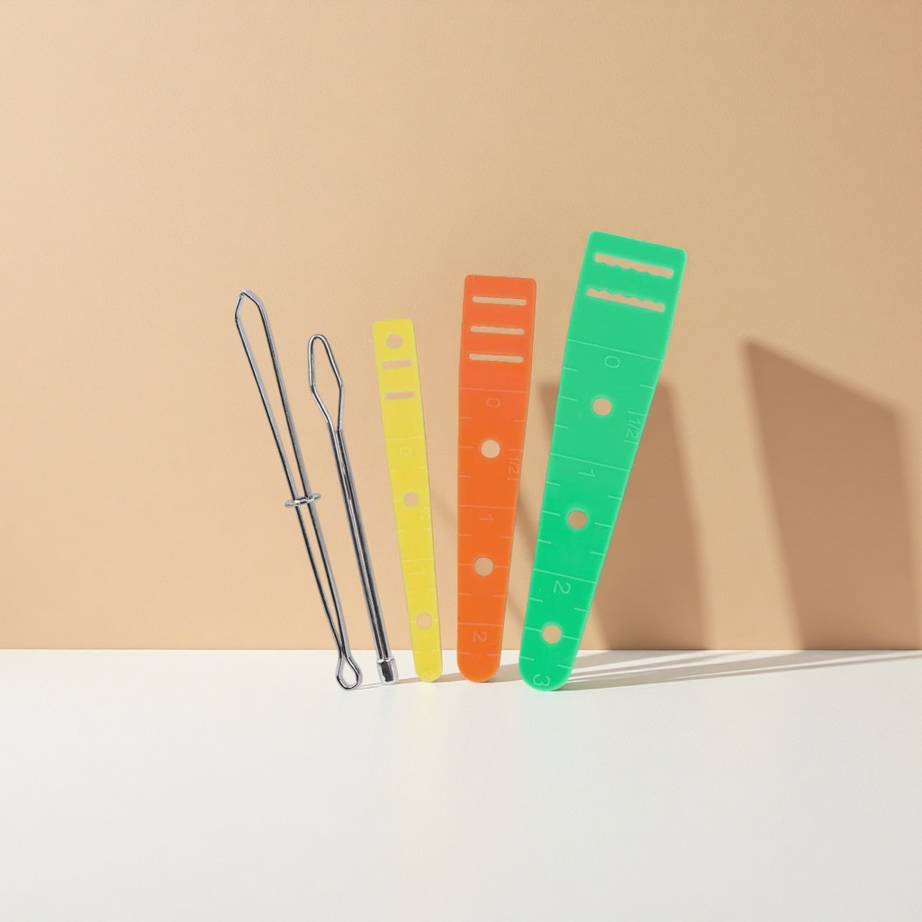 Color ruler with metal crochet sewing and weaving measuring tool set