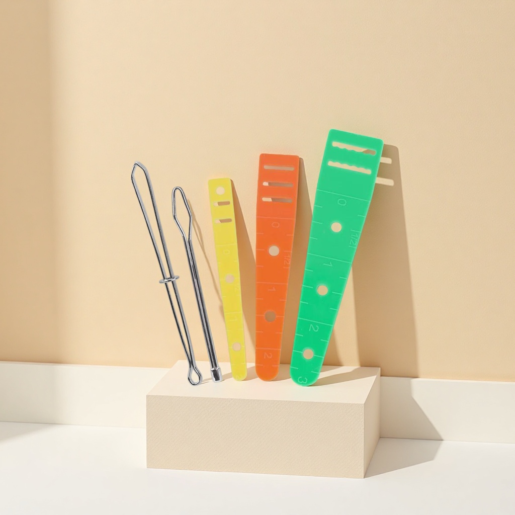 Color ruler with metal crochet sewing and weaving measuring tool set details Picture