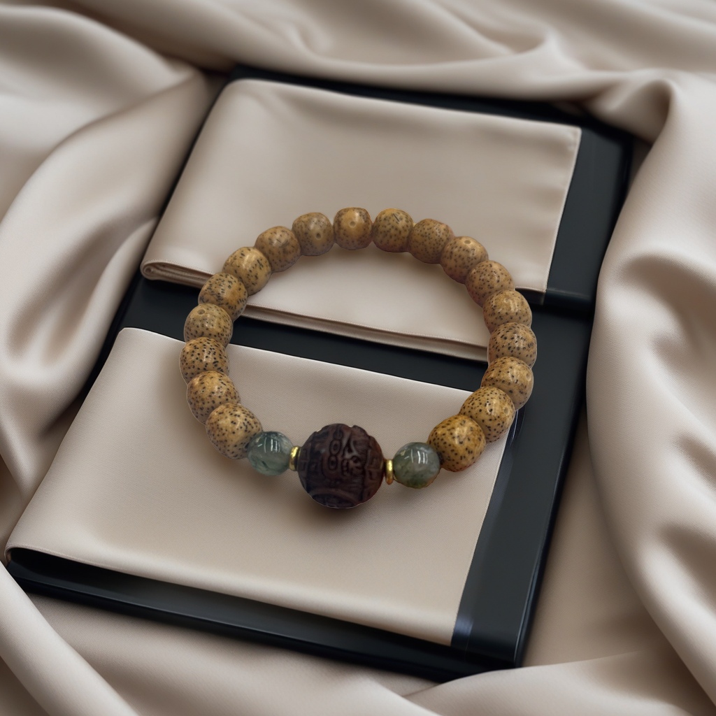 Brownish-yellow spotted bead bracelet, natural stone bead woven bracelet, fashionable accessory