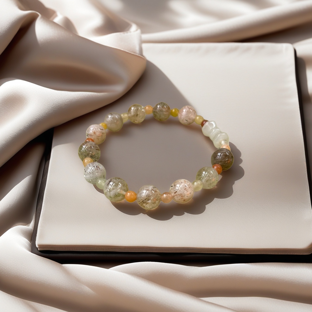Colorful beaded bracelet, natural stone multi-color combination, adjustable tightness, fashionable accessory Application Scenario