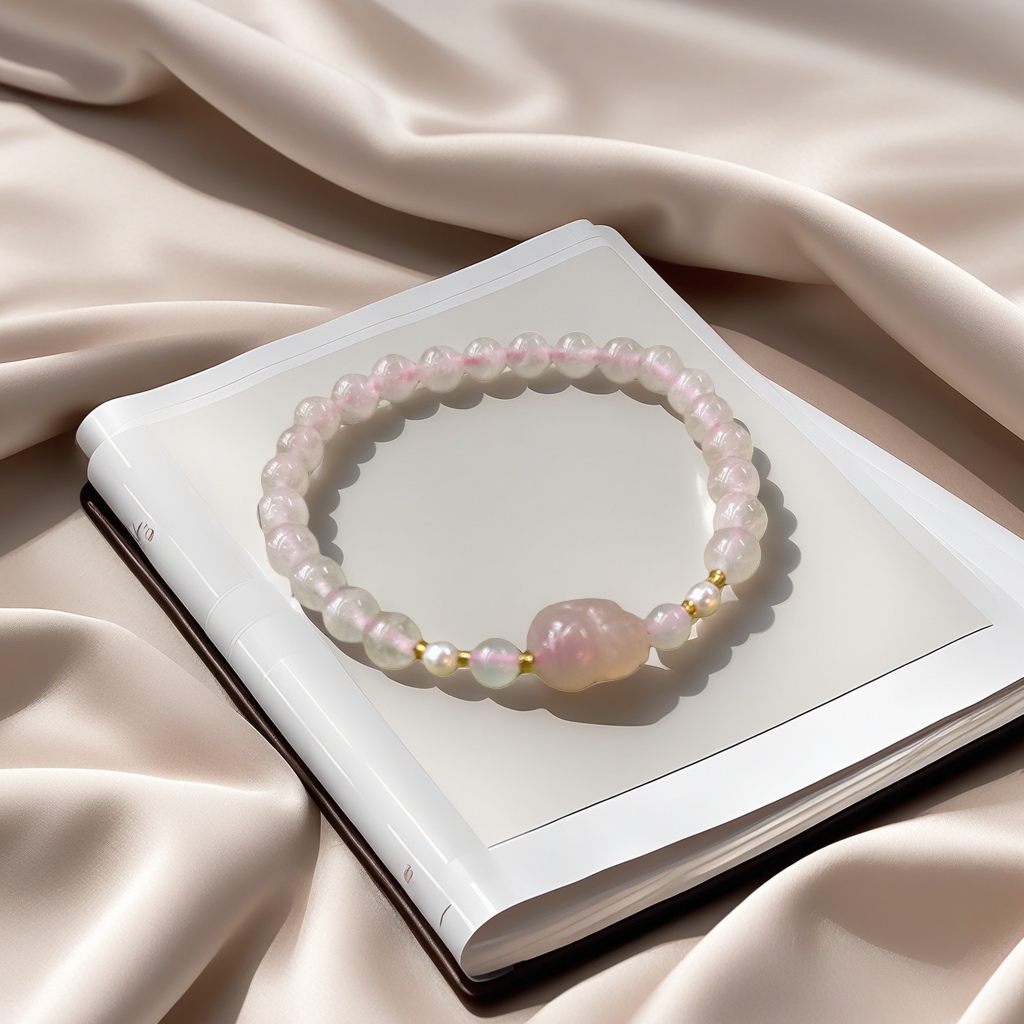 Pink crystal bracelet, natural stone, light luxury, simple and versatile ladies' jewelry Specification image
