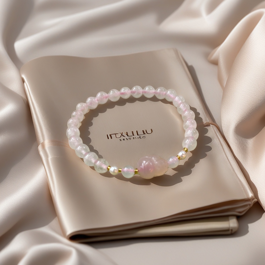 Pink crystal bracelet, natural stone, light luxury, simple and versatile ladies' jewelry