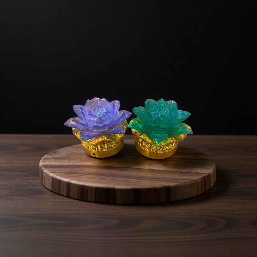 紫色莲花灯 绿色莲花灯 家用装饰氛围灯 LED插电式