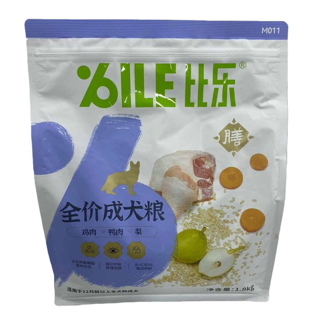 比乐全价成犬粮白色包装袋含鸡肉鸭肉梨1.8kg Item Picture