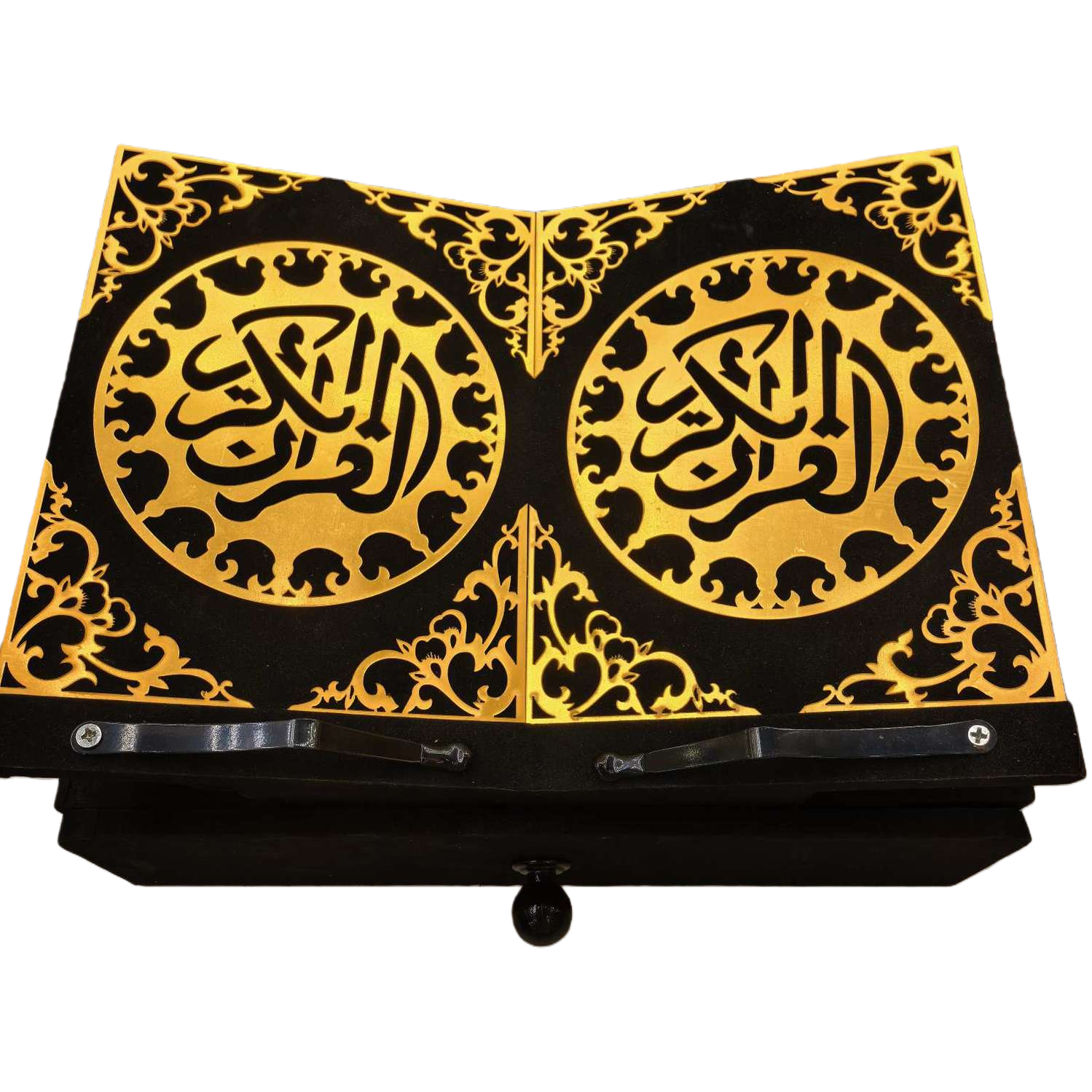 Black gold border Arabic calligraphy scripture stand home decoration piece, Islamic style Item Picture