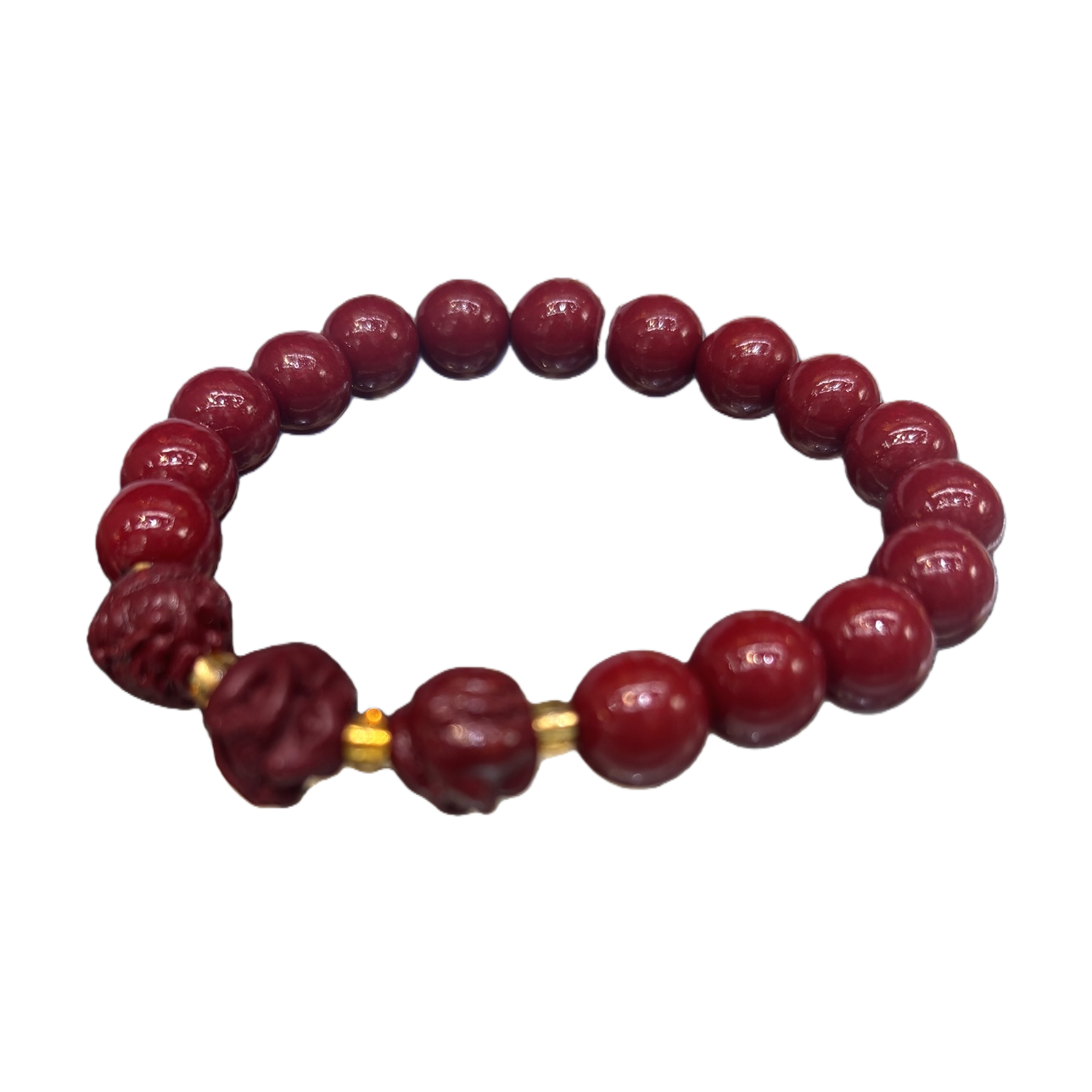 Red beaded bracelet, hand-woven natural agate stone, simple and fashionable women's accessory Item Picture