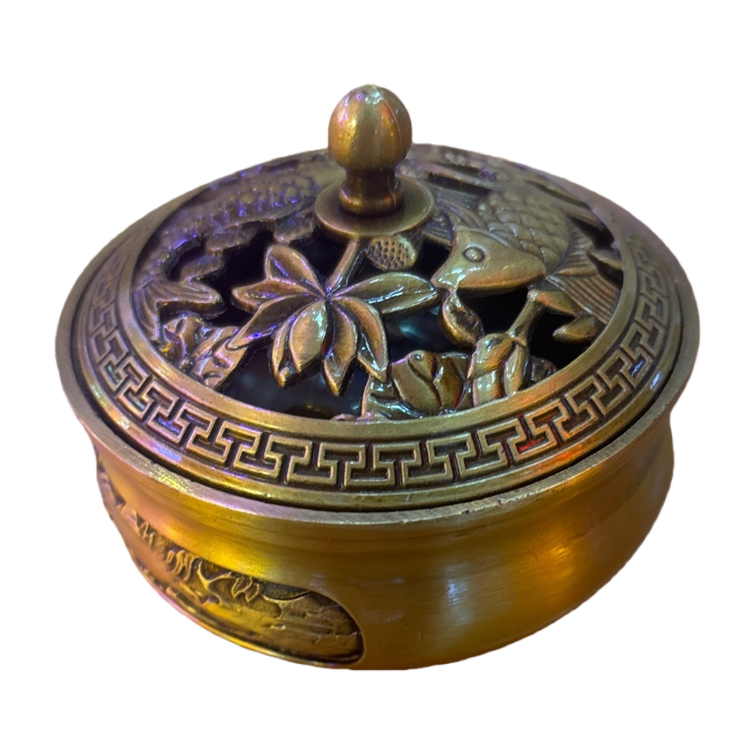 Golden copper incense burner, a Chinese-style decorative item for the living room and bedroom, and a copper handicraft Item Picture