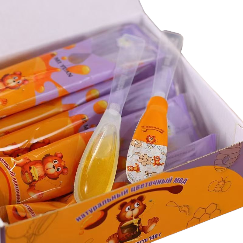 橙色包装蜂蜜棒 便携式天然蜂蜜零食独立小支装白底实物图