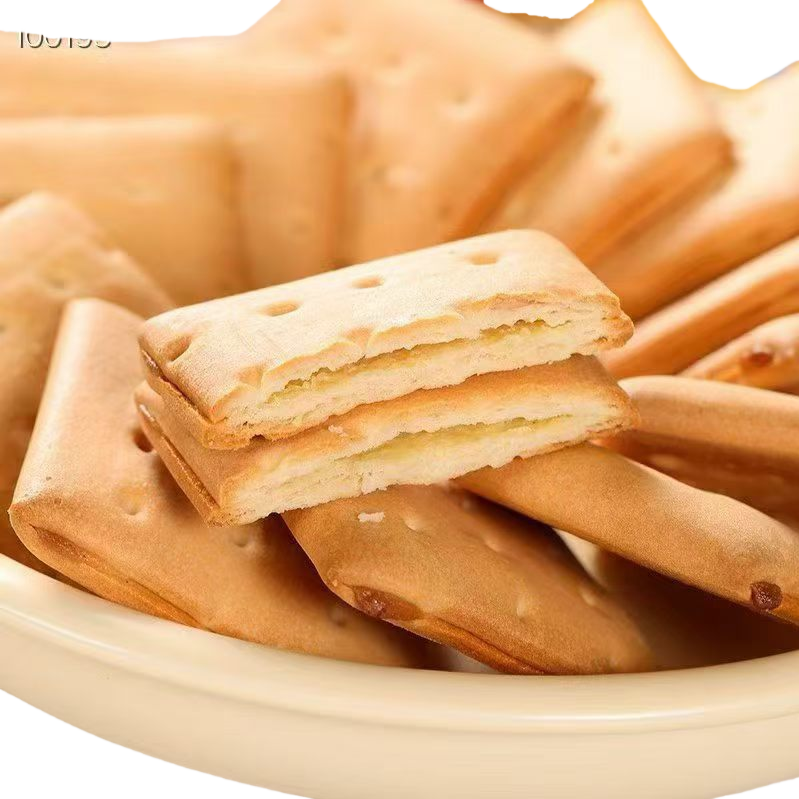 金黄色夹心饼干香脆可口独立小包装休闲零食白底实物图