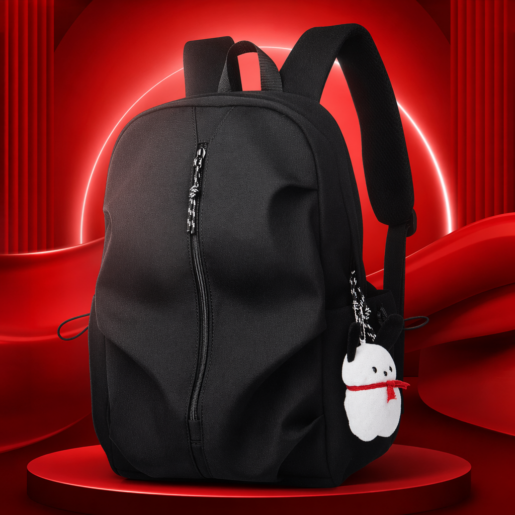黑色简约商务休闲背包男女同款轻便大容量细节图