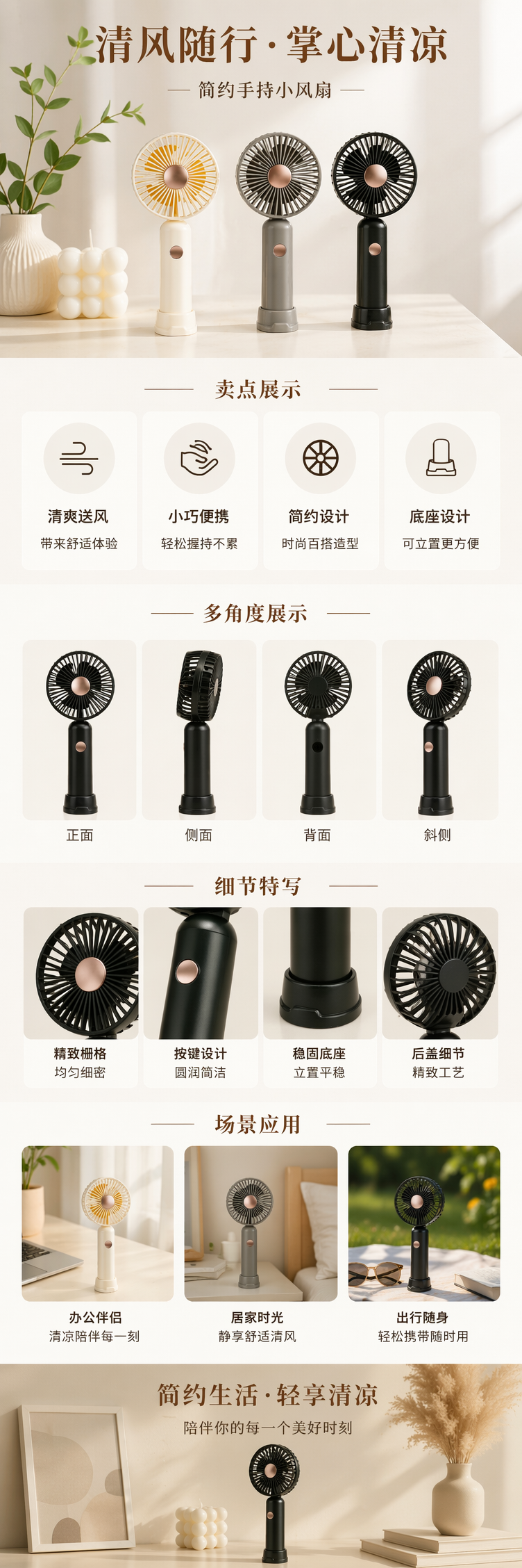 简约高速三色手持风扇 小电风扇  pic 1