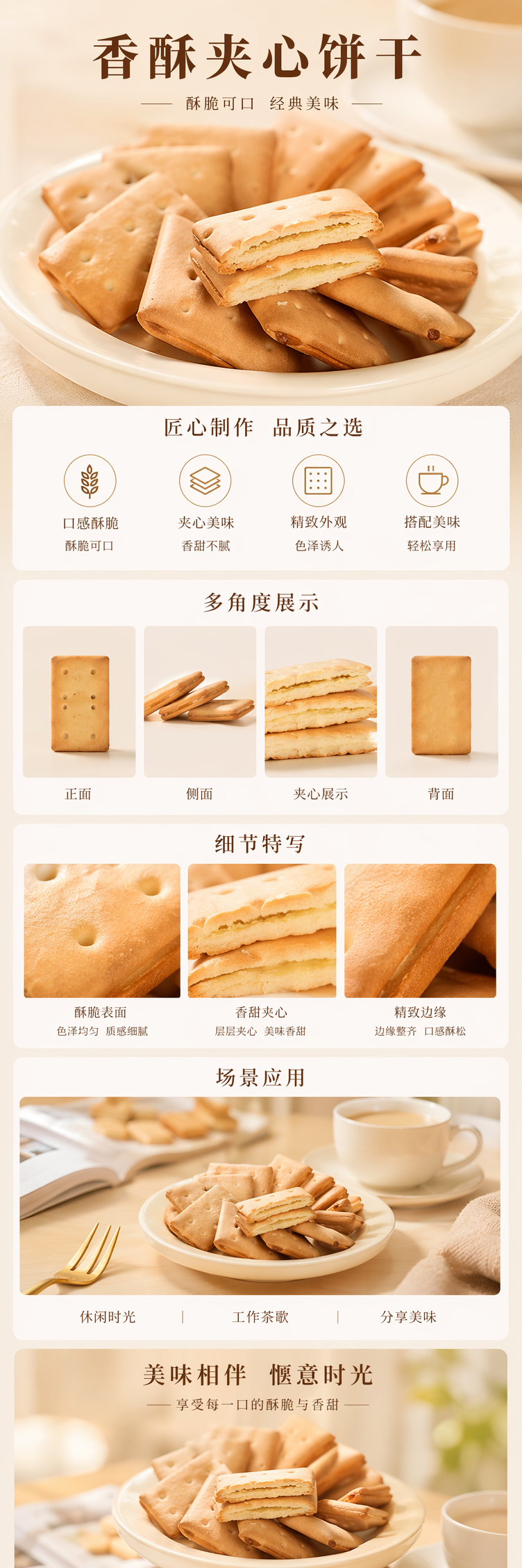 金黄色夹心饼干香脆可口独立小包装休闲零食详情1