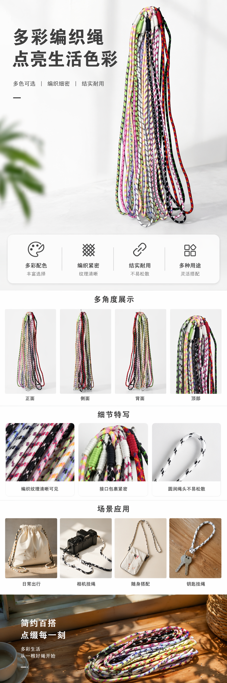 彩色编织绳手工DIY编织材料多色可选结实耐用详情1