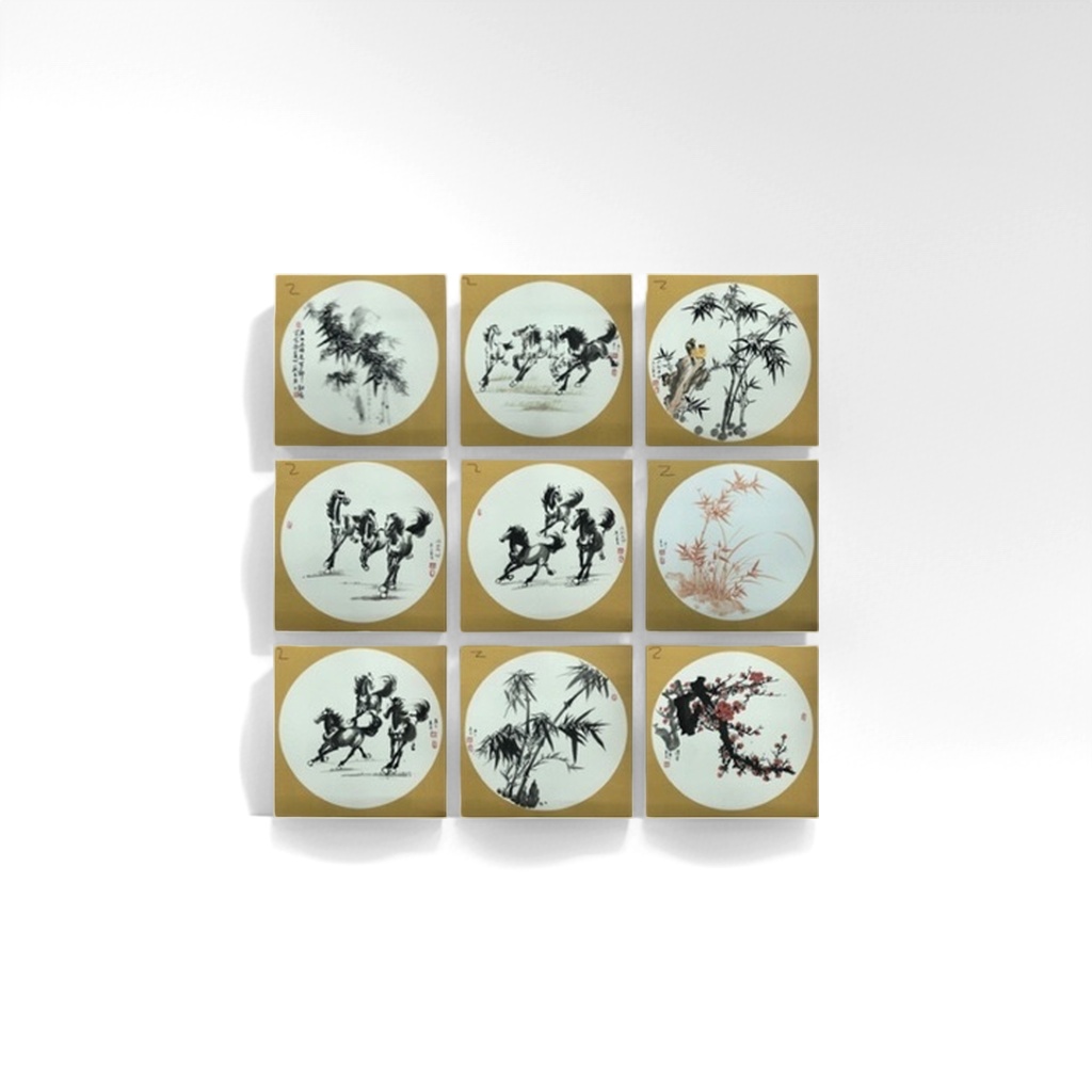 水墨画团扇产品图