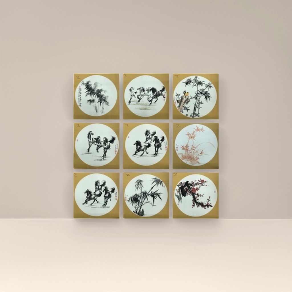 水墨画团扇细节图