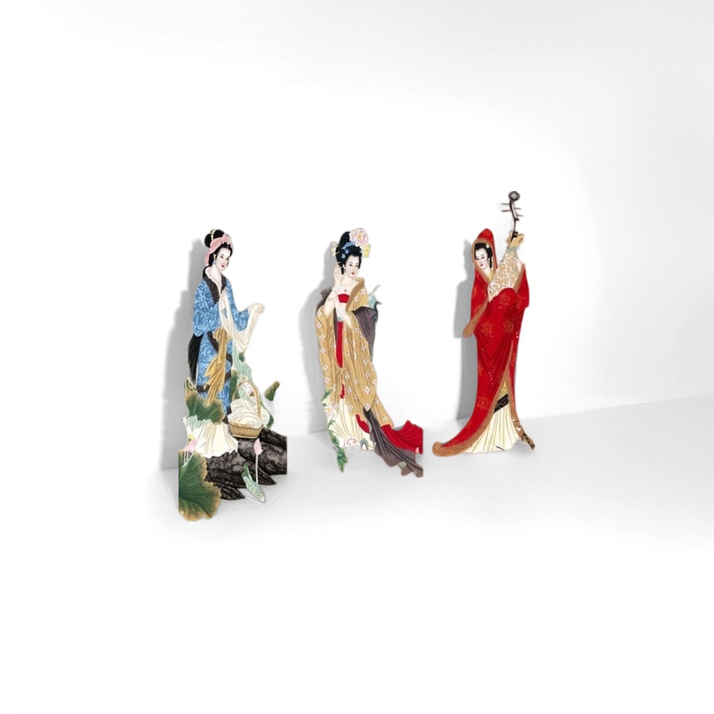 三幅古风仕女图装饰画挂画新中式客厅卧室软装壁画厂家批发厂家批发