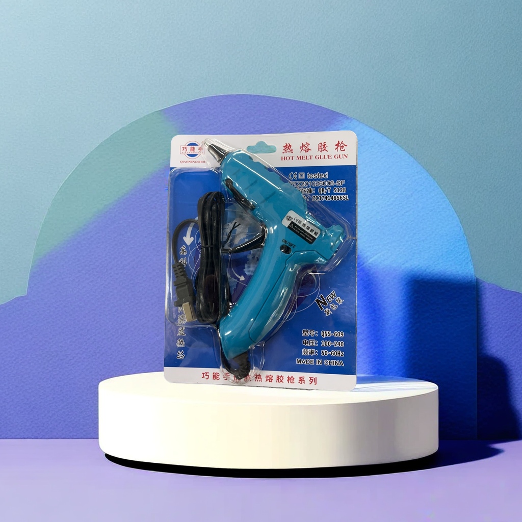 蓝色热熔胶枪手持式速热胶棒适配家用办公DIY