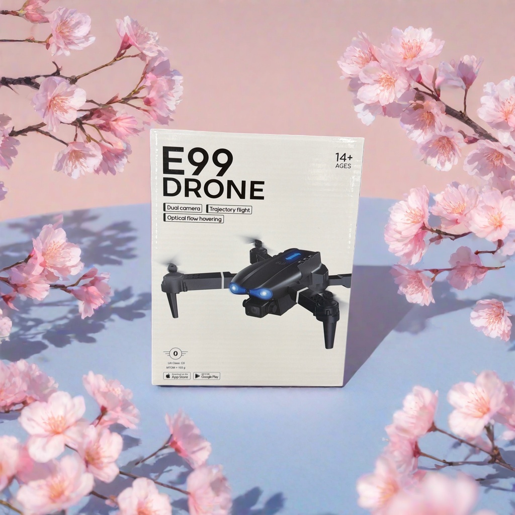 E99 DRONE, a professional aerial photography remote control aircraft with a white packaging box