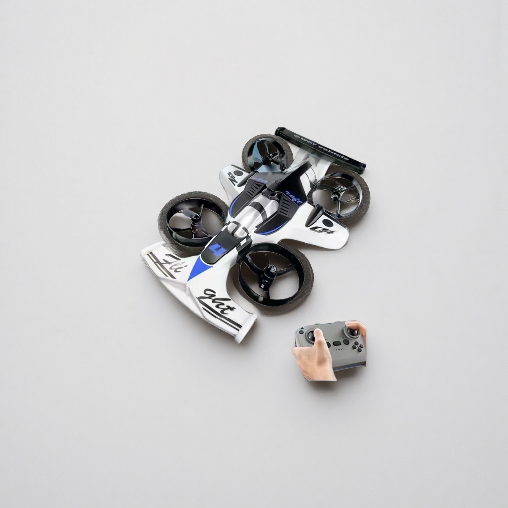The white flying vehicle drone offers high-definition, stable aerial photography with long battery life and is foldable and portable details Picture