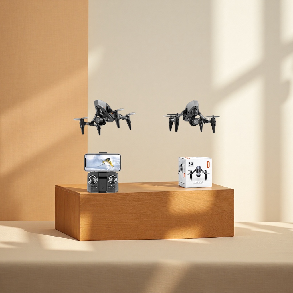 The black drone with a carbon fiber body is a professional aerial photography aircraft that is stable and high-definition Specification image