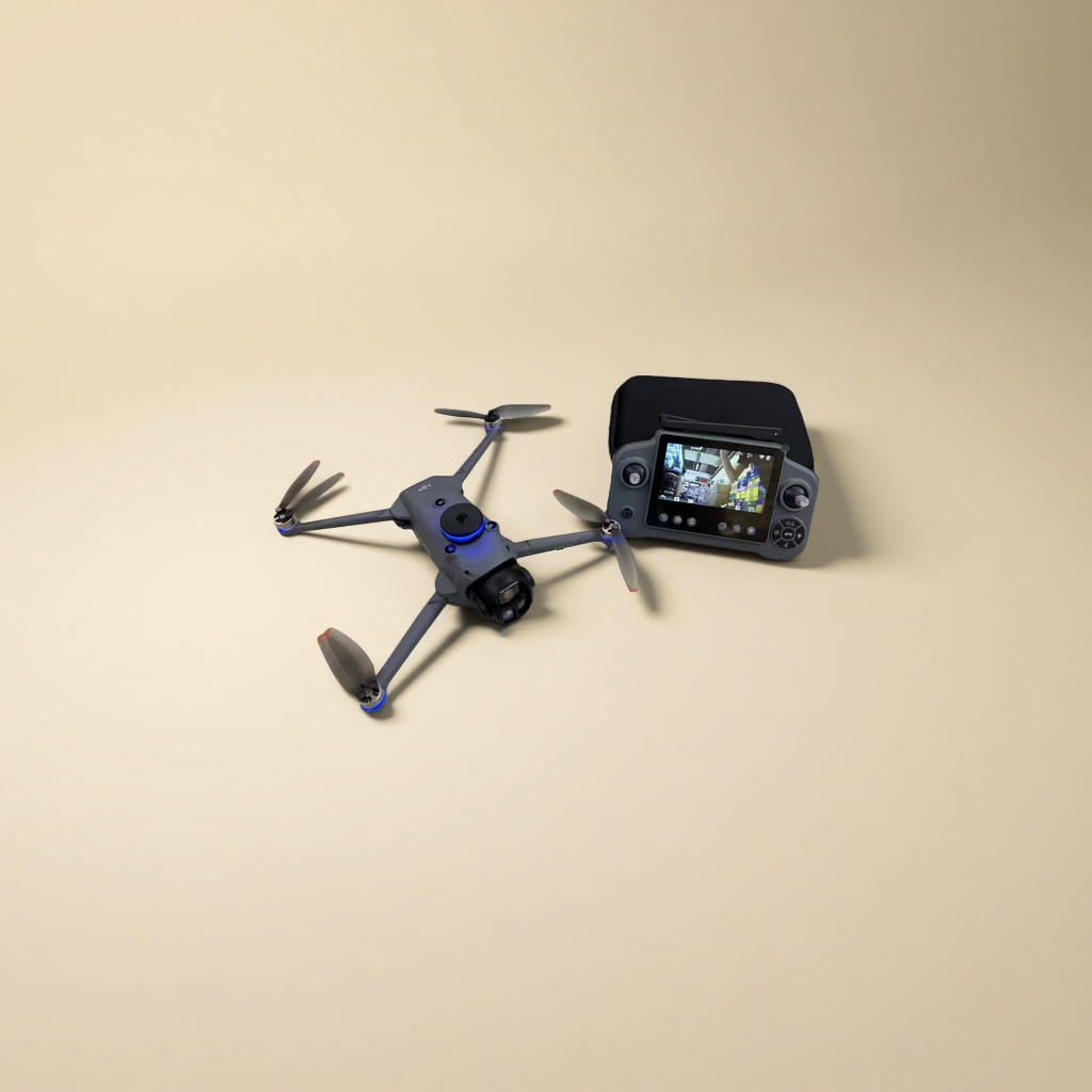Grey drone and remote control portable folding aerial photography aircraft intelligent stabilizer details Picture