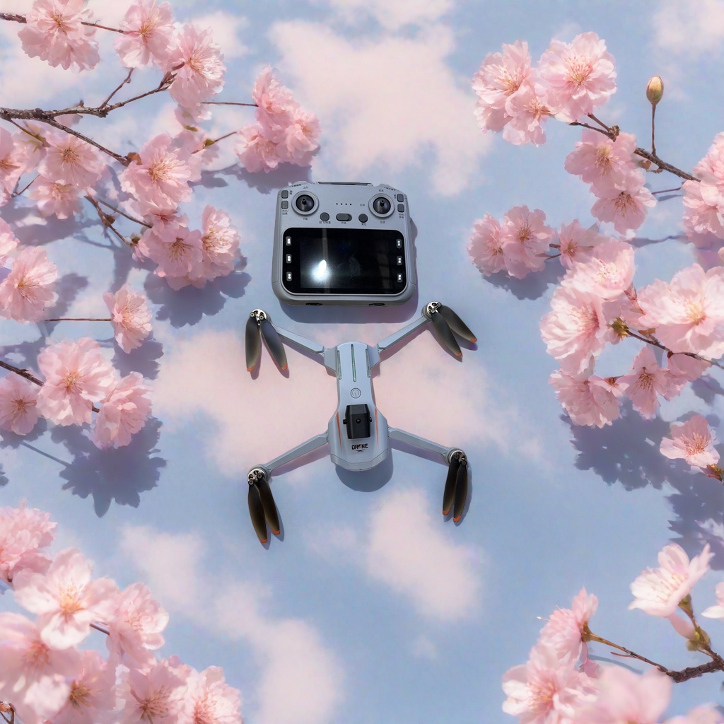 A portable foldable aerial photography device with a grey drone and remote control, equipped with a high-definition camera Specification image
