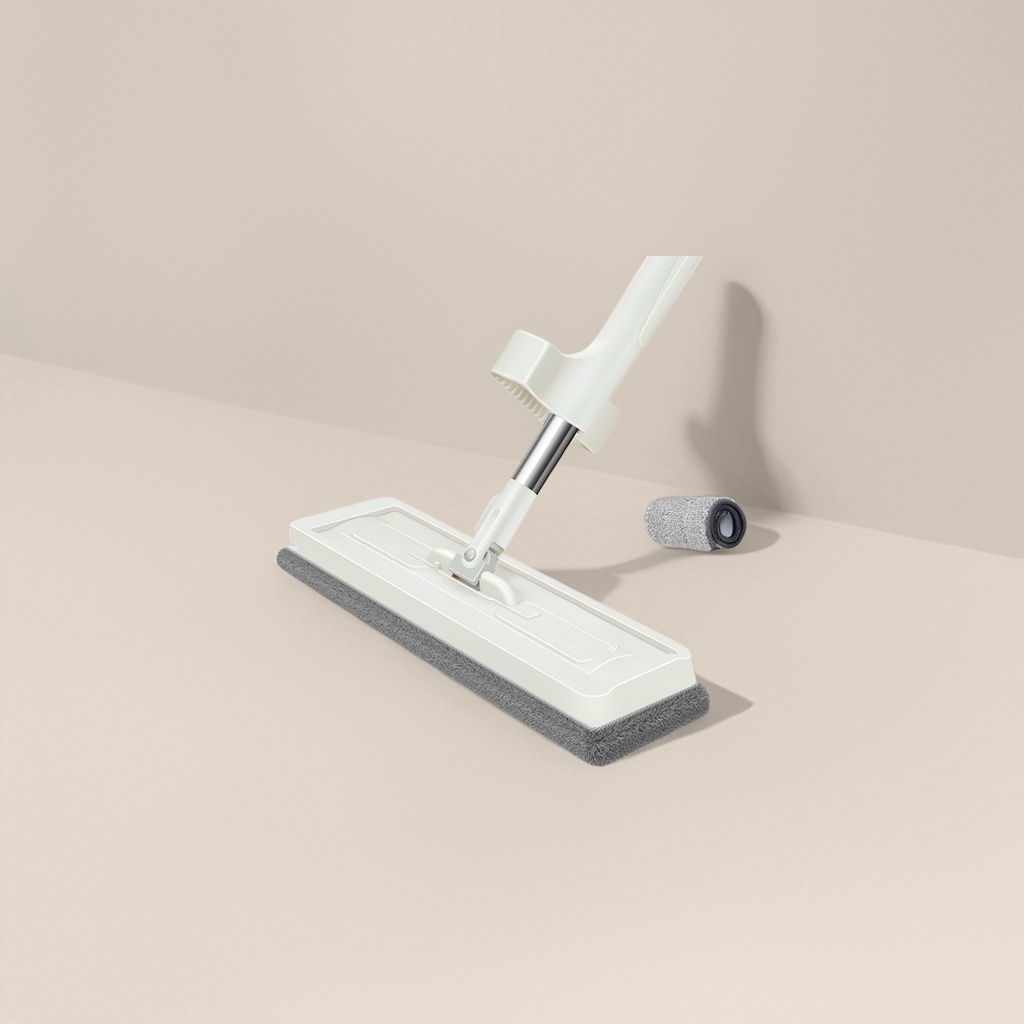 White flat mop, a household hand-washable rotating mopping wonder, detachable MOP details Picture